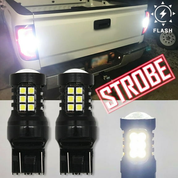 UHUSE 2X T20 7440 7443 Car Strobe Blinking Flashing Backup LED Reverse Light Bulb