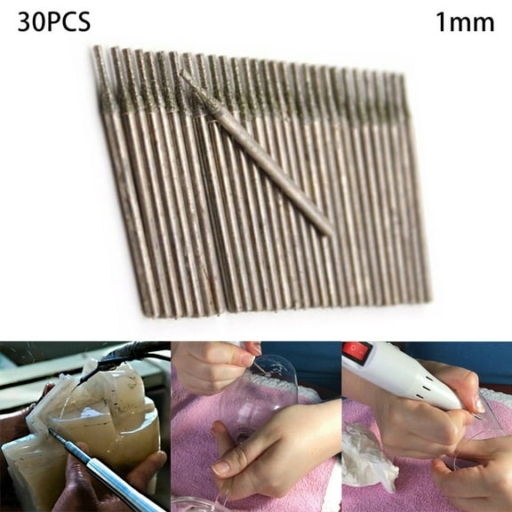 30Pcs 1 Mm Diamond Core Drill Bits Hole Saw Cutter Coated Solid Bit For Gemstone