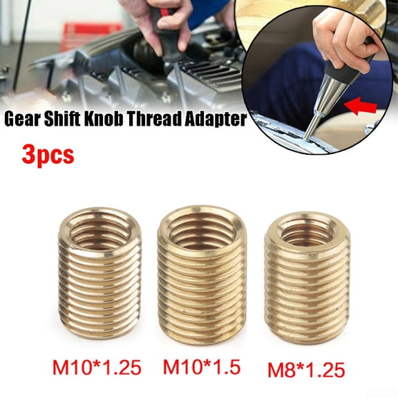 UHUSE 3Pc Gear Shift Knob Thread Adapter Nut Insert Kit M10x1.25&M10x1.5&M8x1.25