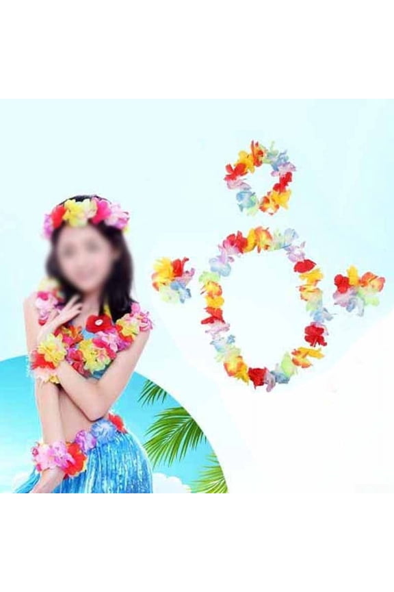 4pcs Hawaiian Flower leis Garland Necklace Fancy Dress Party Hawaii Beach Fun