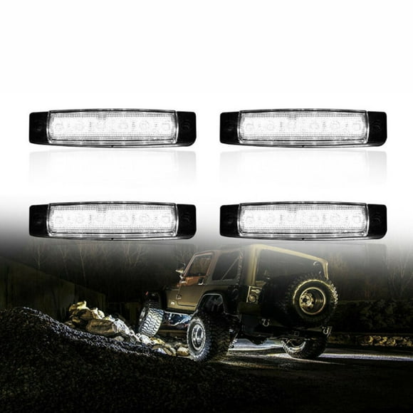UHUSE 4pcs White 6-LED Rock Lights Semaphore For Jeep Offroad Truck RZR ATV UTV