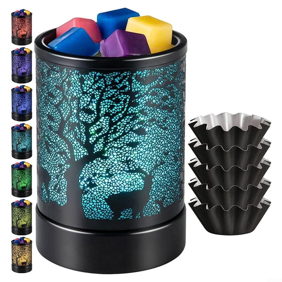 UHUSE 7 Colors LED Lighting Oil lamp Wax Melts Burner Electric Melter Candle Warmer