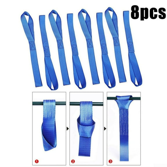 UHUSE 8pcs Blue Soft Loop Ratchet Strap Tie Down Straps for Motorcycle Motorbike