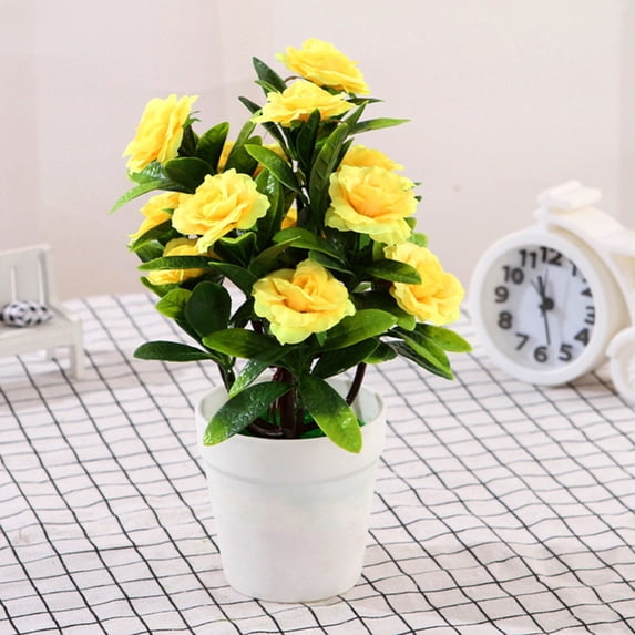 UHUSE Artificial Fake Rose Flowers Plants In Pot Outdoor Garden office Home Decor