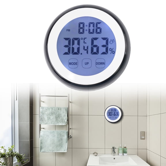 UHUSE Digital Temperature Humidity Time Function Wall Clocks Backlight For Bedroom