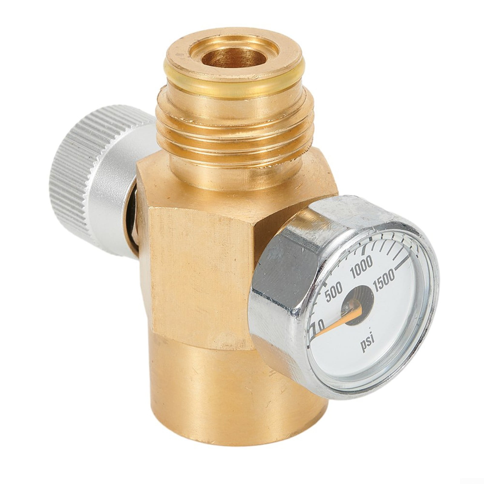 UHUSE Inner Thread CO2 Tank On/Off Valve with 1500 Psi Gauge Switch Valve Brass
