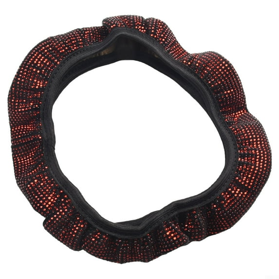 UHUSE Red Auto 15\'\'/37-38cm Car Diamond Steering Wheel Cover Bling Shining Universal
