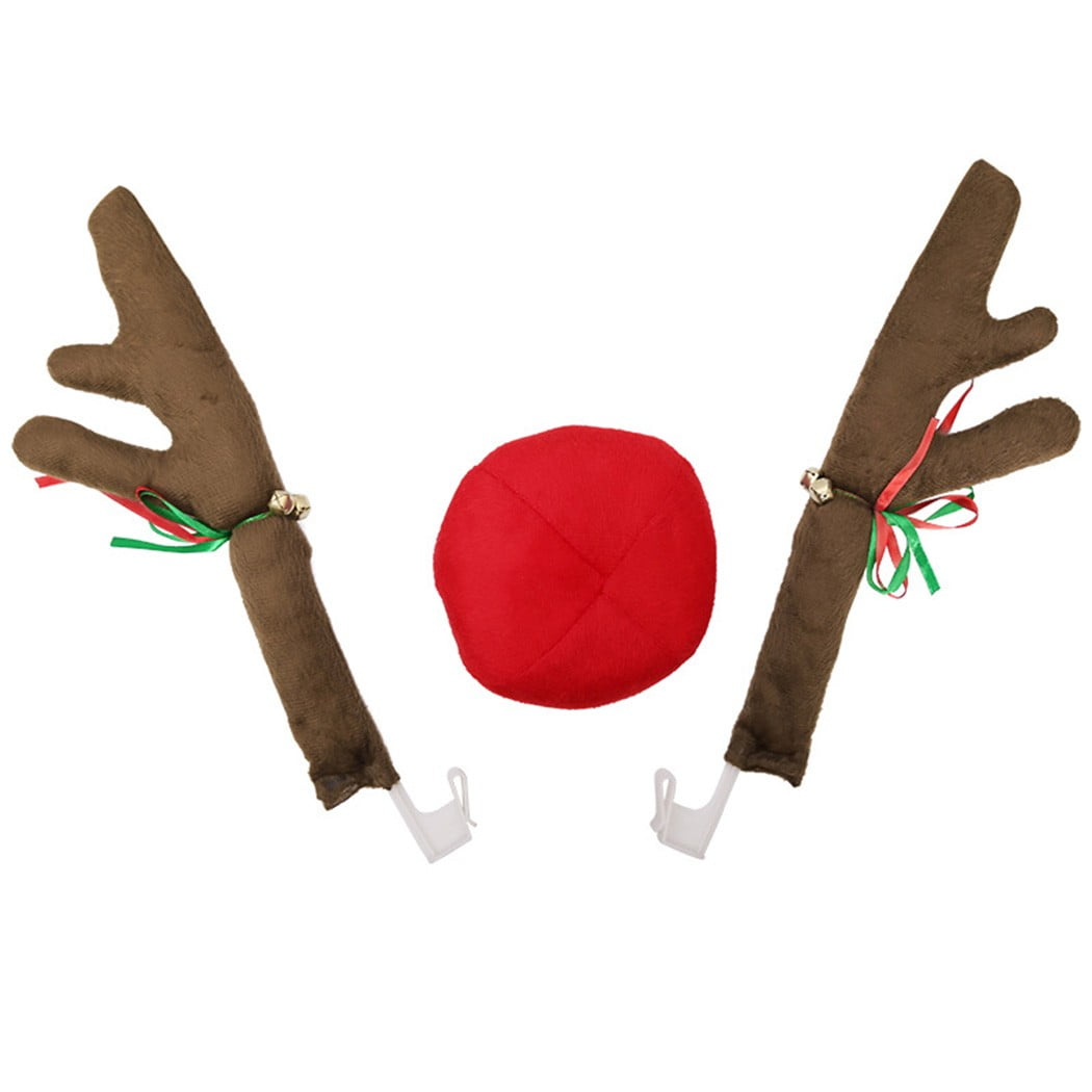 UHUSE Rudolph Car Costume Christmas Reindeer Antlers & Red Nose For