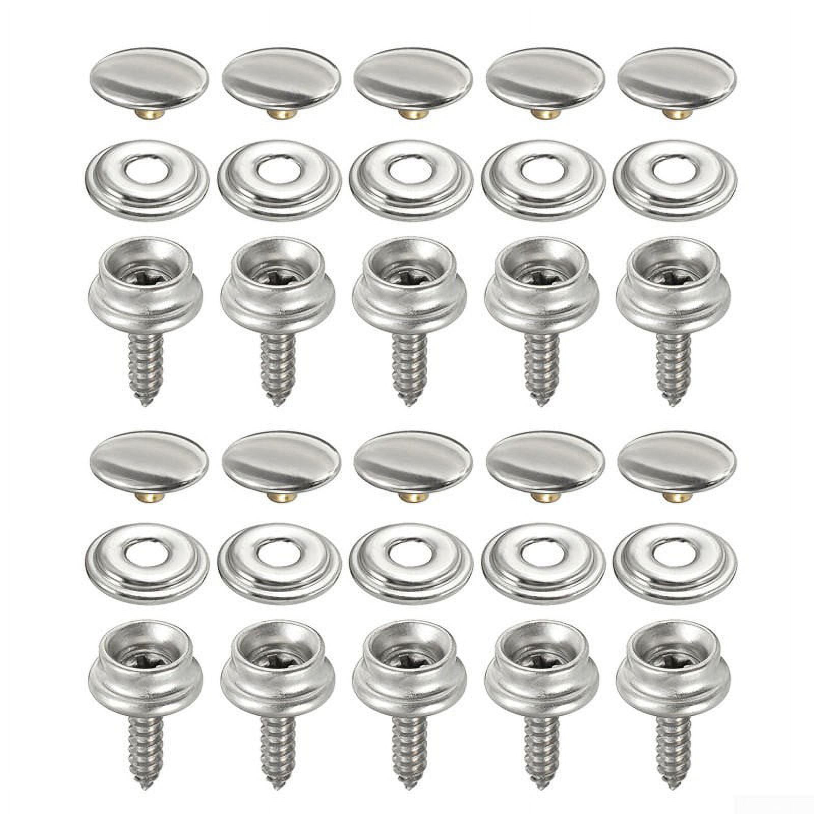 UHUSE Stainless Steel Snap Fastener Screw Kit for Marine and Tent Use, Silver, 30 Pieces