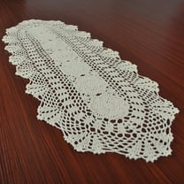 UHUSE Vintage Crocheted Lace Table Runner Cotton Floral Tablecloth Oval 30x80cm
