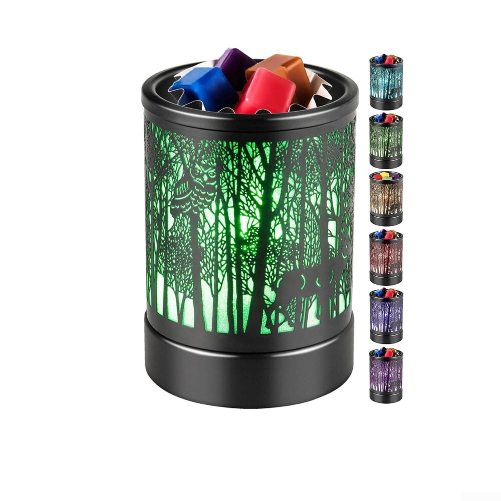 Mosiee Wax Melts Warmer with7 Colors Lighting, Pine Forest Deer Scented Wax  Candle Warmer Burner with 5 Wax Warmer Liners