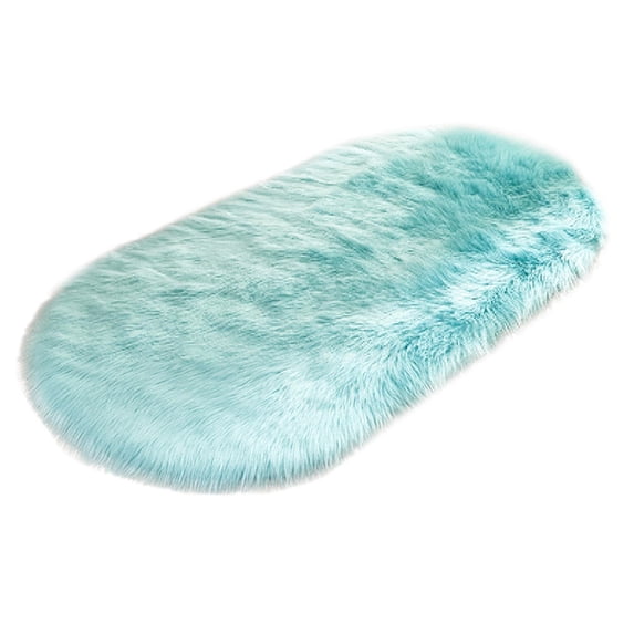 UHUYA Door Mat, Super Soft Faux Sheepskin Area Rugs for Bedroom Floor Plush Carpet Faux Rug Bedside Rugs, 31.5" x 19.69", Light Blue