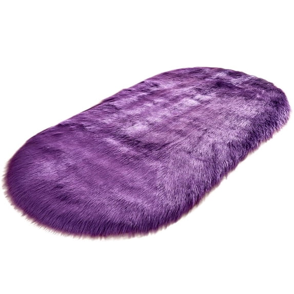 UHUYA Door Mat, Super Soft Faux Sheepskin Area Rugs for Bedroom Floor Plush Carpet Faux Rug Bedside Rugs, 31.5" x 19.69", Purple