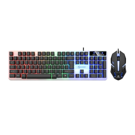 UHUYA Keyboard and Mouse Combo GTX350 Luminous Wireless Keyboard Mouse Cover Suspended Keyboard Mechanical Hand Feeling Electronic Games Mouse Keyboard Cover 104 Key Backlight Adjustment Black