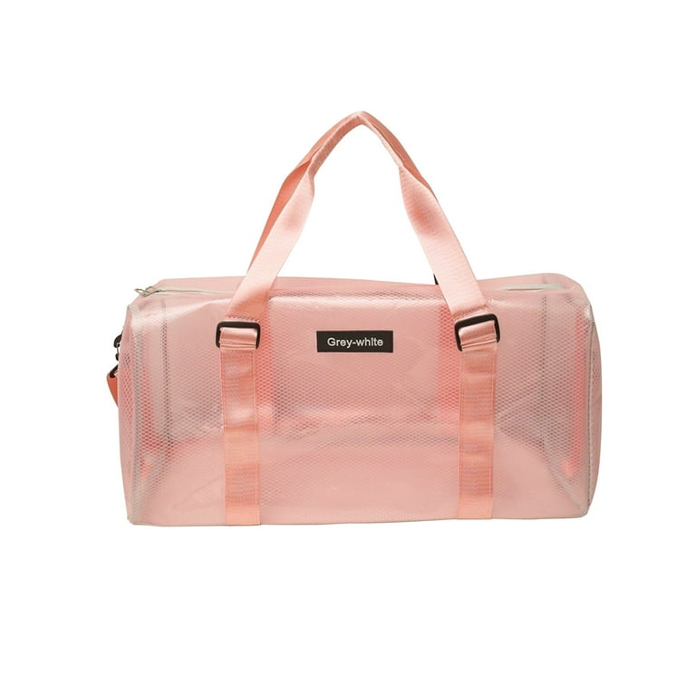 UHUYA Waterproof Sports Duffel Clear Vinyl Beach Bag Weekender with Strap 31L Stadium Pink Walmart