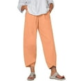 thumbnail image 1 of UHUYA Women Wide Leg Pants Linen Pants Women Print Pocket Sports Running Yoga Athletic Cotton and linen Pants Lightweight Summer Pants Orange XL US:10, 1 of 4