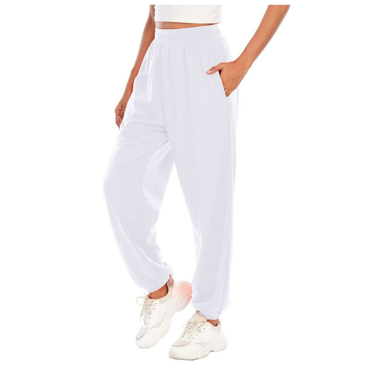 UHUYA Womens Baggy Sweatpants Sports Pants Trousers Jogging Sweatpants  Jogger Pants White XXL US:12 