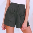 thumbnail image 1 of UHUYA Womens Shorts Drawstring Cotton And Linen Elastic Waist Pocket Solid Shorts Pants Dark Gray M US:6, 1 of 3