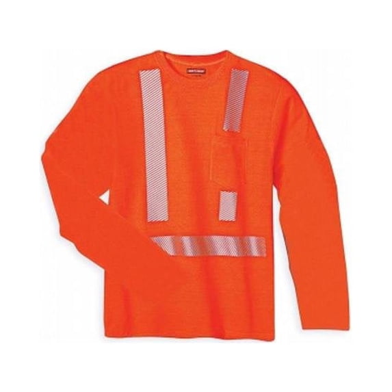 UHV403-L-O Mens Long Sleeve High Visibility T-Shirt, Orange - Large