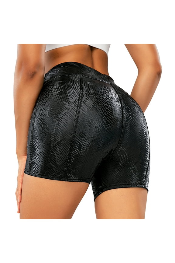 Women's Flexible Club Faux Leather Shorts High Waisted Sexy Disco Short Hot Pants