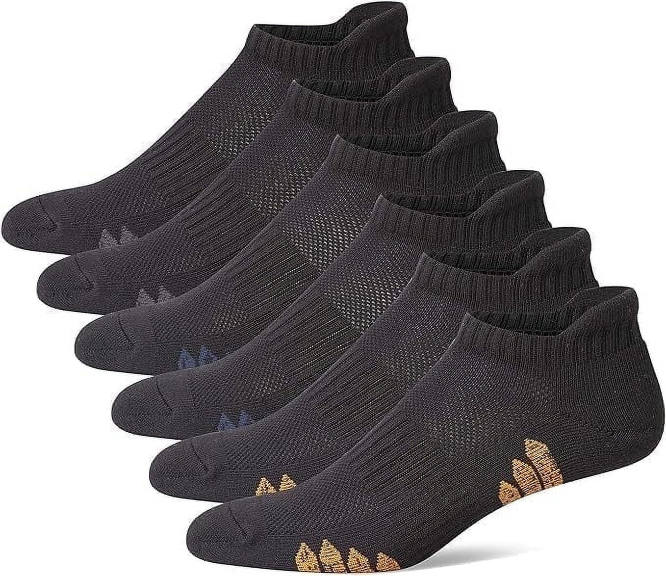 UI U&I Socks Men's Performance Athletic Low Cut Ankle Socks 6 Pairs Cushion Cotton Socks with Tab Black 12-15