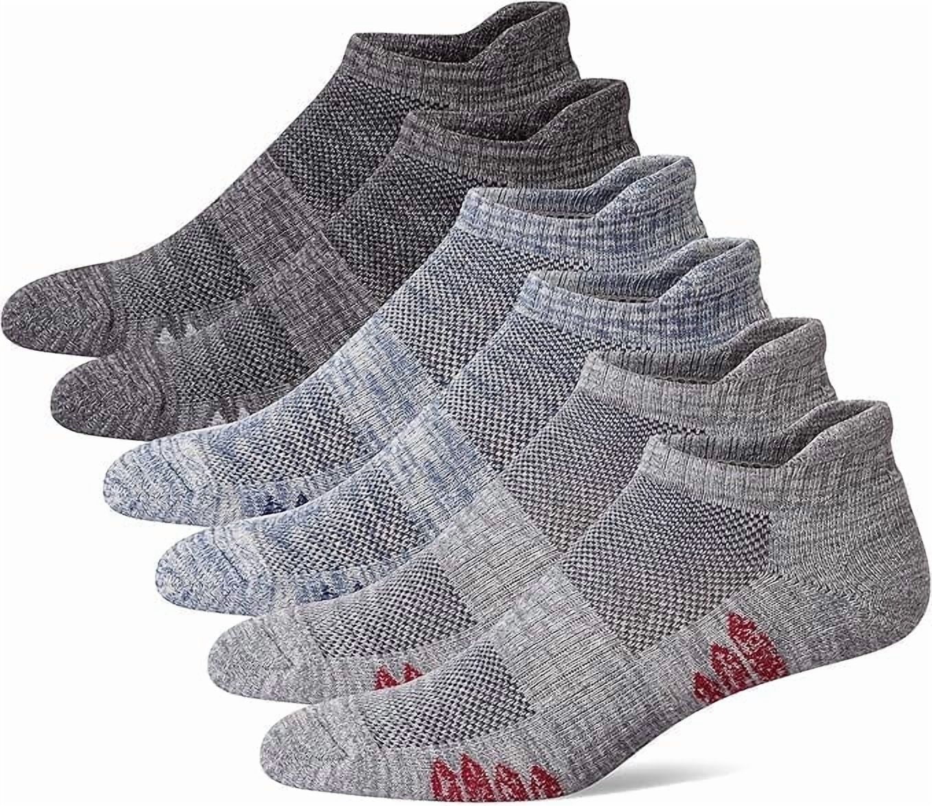 UI U&I Socks Men's Performance Athletic Low Cut Ankle Socks 6 Pairs Cushion Cotton Socks with Tab Grey 12-15