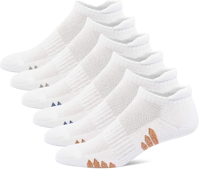 UI U&I Socks Men's Performance Athletic Low Cut Ankle Socks 6 Pairs Cushion Cotton Socks with Tab White 12-15