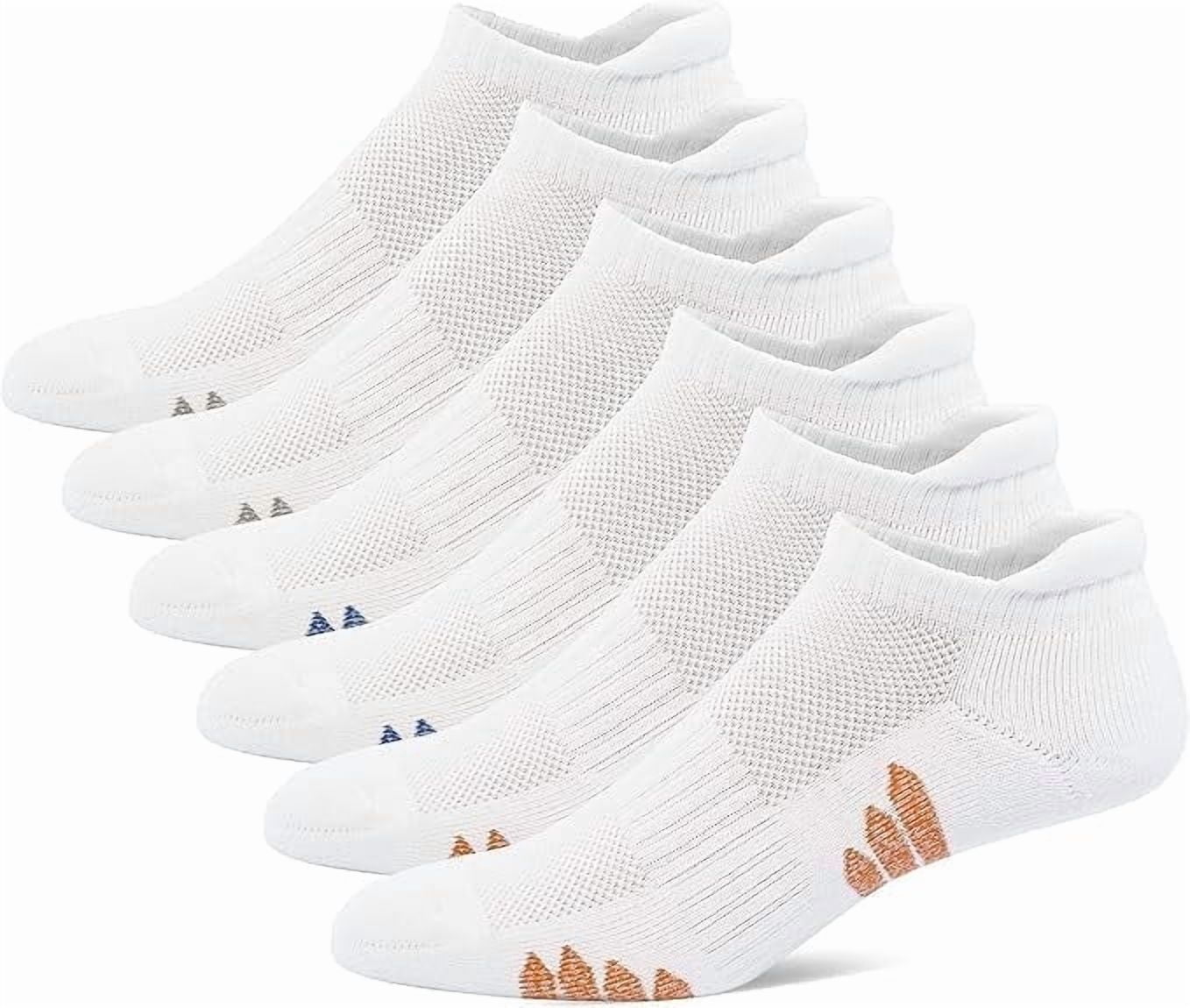 UI U&I Socks Men's Performance Athletic Low Cut Ankle Socks 6 Pairs Cushion Cotton Socks with Tab White 8-12