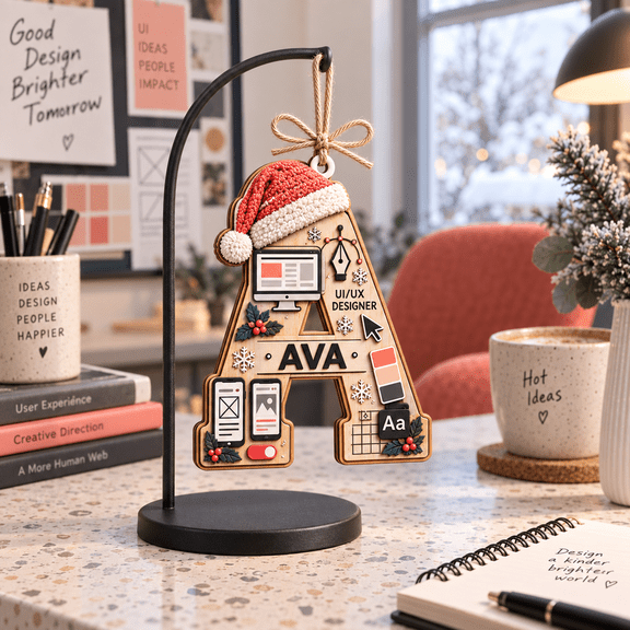 UI UX Designer Tools Wooden Christmas Ornament for Creative Professionals