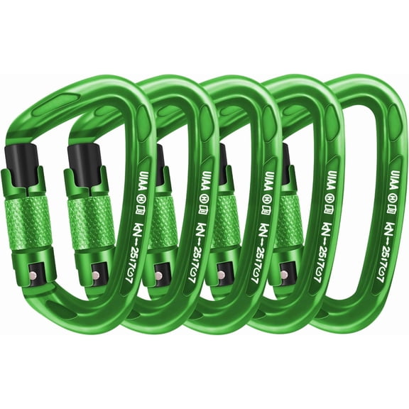UIAA Certified Professional Heavy Duty Large Locking Carabiner Clips Climbing Carabiner 25kN Auto Locking Carabiner for Rock/Ice Climbing Rappelling Rescue Swing etc, D Shaped