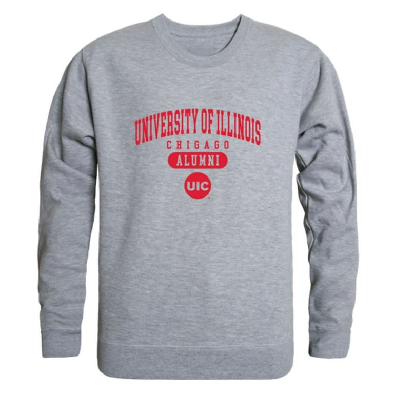 UIC University of Illinois at Chicago Flames Alumni Fleece Crewneck Pullover Sweatshirt Heather Gray XX Large