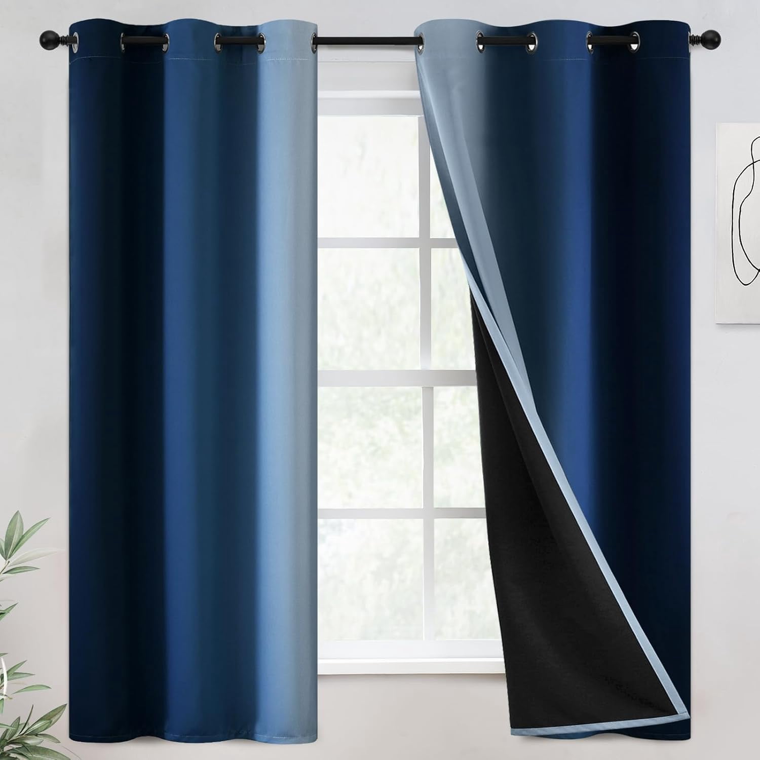 Grad Drapes UIGYIBOR Purple 100% Blackout Curtains for Bedroom Ombre Room Darkening ...