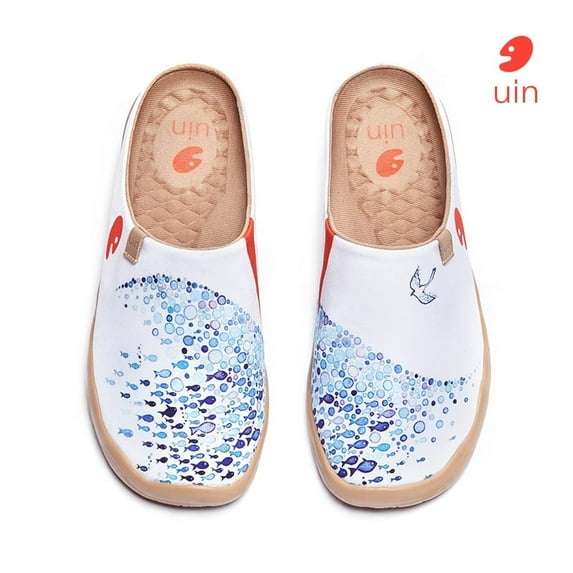 UIN NEW Women's Fashion Art Sneaker Painted Canvas Slip-On Ladies Wide Travel Shoes
