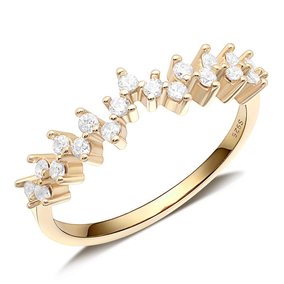 UIONEN 14K Gold Plated 925 Sterling Silver Rings for Women Zirconia Promise Ring Stackable Bands Size 4