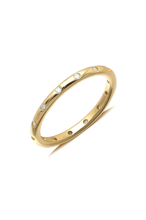 14K Gold Plated Sterling Silver CZ Stackable Ring Eternity Bands for Women Size 8