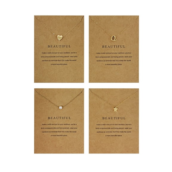 UIONEN 4pcs Cute Tortoise Heart Necklace Tiny Pearl Pendant Necklaces Set for Women