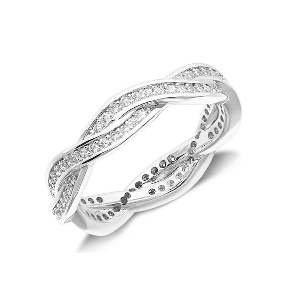 UIONEN 925 Silver Braided Knot Eternity Wedding Band Women Promise Ring Size 13