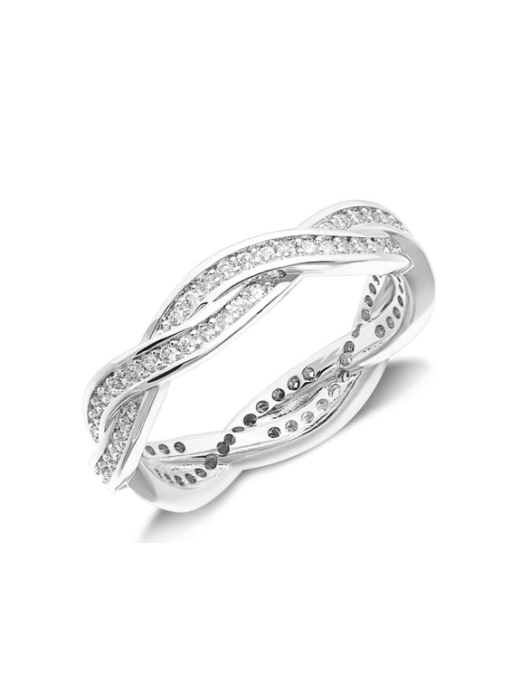 925 Silver Braided Knot Eternity Wedding Band Women Promise Ring Size 13