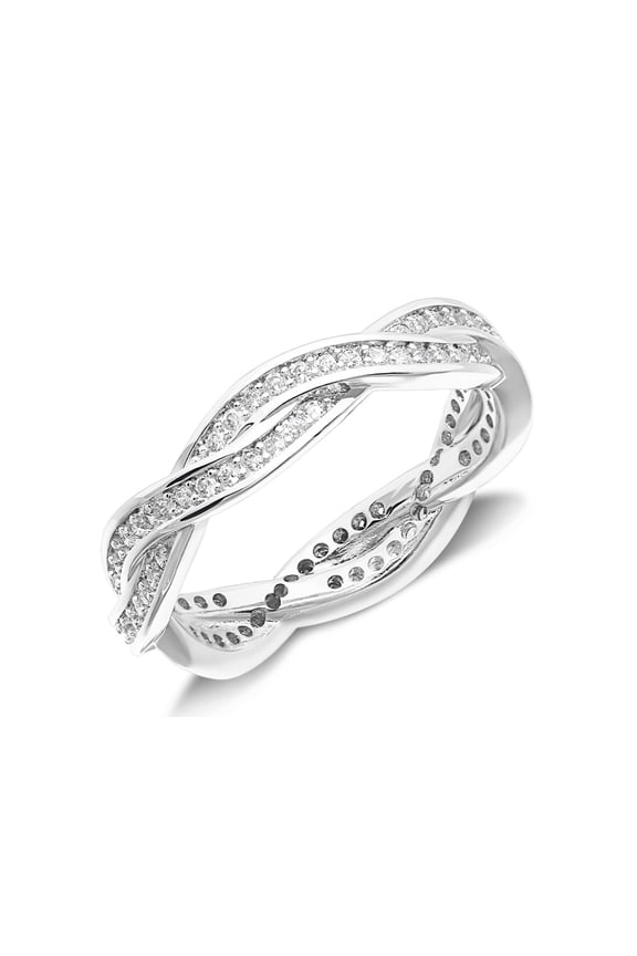 925 Silver Braided Knot Eternity Wedding Band Women Promise Ring Size 13