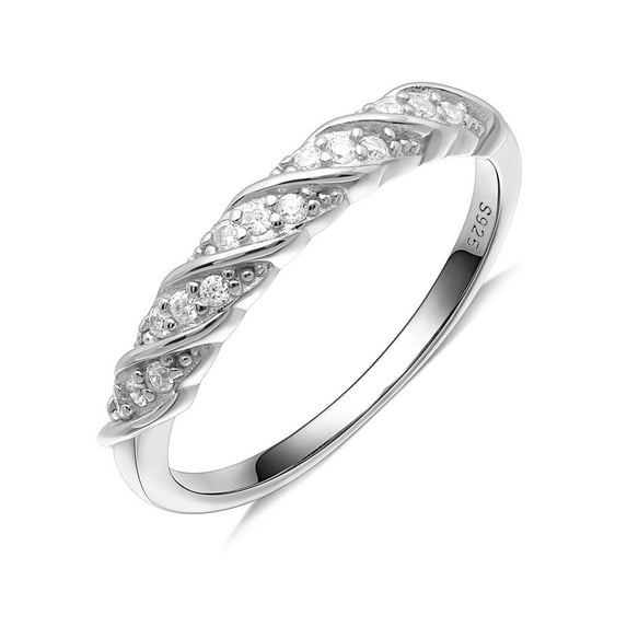 UIONEN 925 Sterling Silver Rings CZ Eternity Engagement Wedding Women Ring Size 13