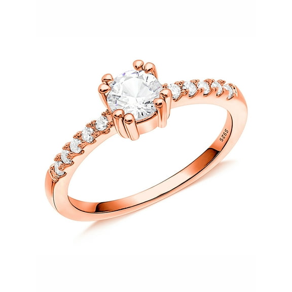 UIONEN 925 Sterling Silver Rings CZ Women Promise Rings Rose Gold Plated Size 9