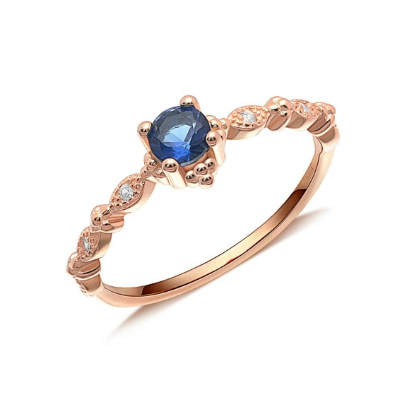 UIONEN 925 Sterling Silver Rings Women Blue Cubic Zirconia Rings Rose Gold Plated Size 11