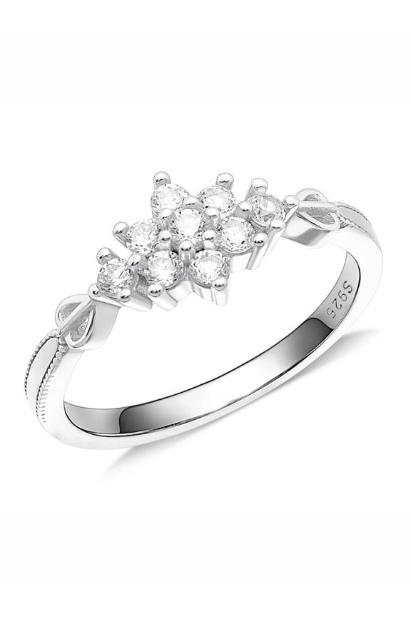 Eternity 925 Sterling Silver Rings for Women Zircon Flower Size 5