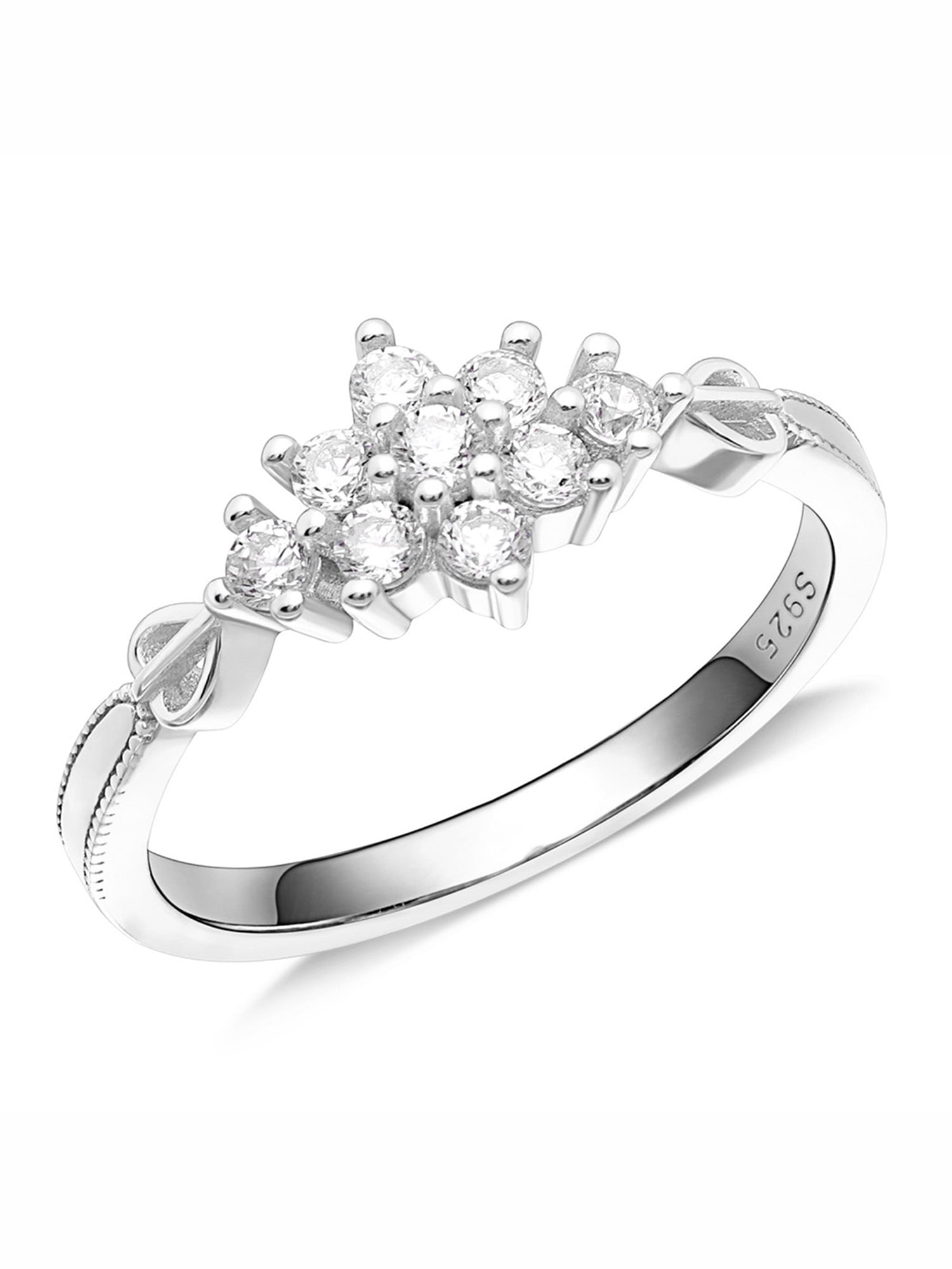 Flower Eternity Ring (SILVER)【Light】 Amazon.com: Luxury 925 Sterling Silver Shiny Full Diamond