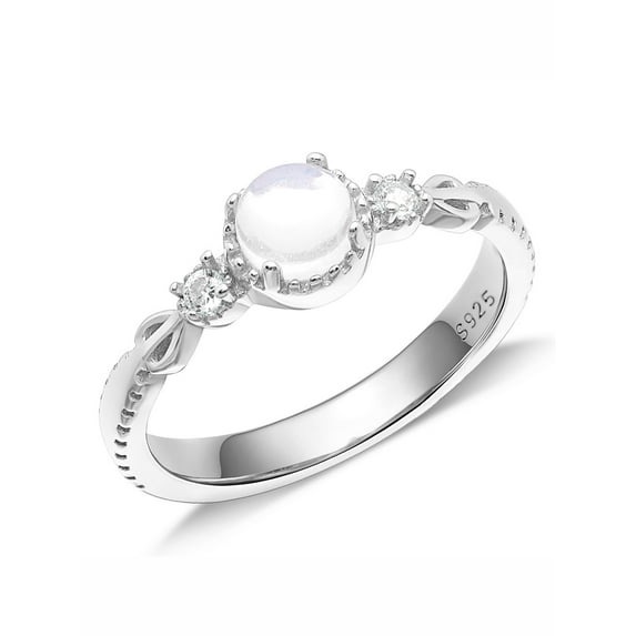 UIONEN Eternity Moonstone 925 Sterling Silver Ring for Women Size 7