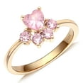 thumbnail image 1 of UIONEN Gold Plated 925 Sterling Silver Rings for Women Pink Zirconia Stacking Cat Claw Ring Size 10, 1 of 2