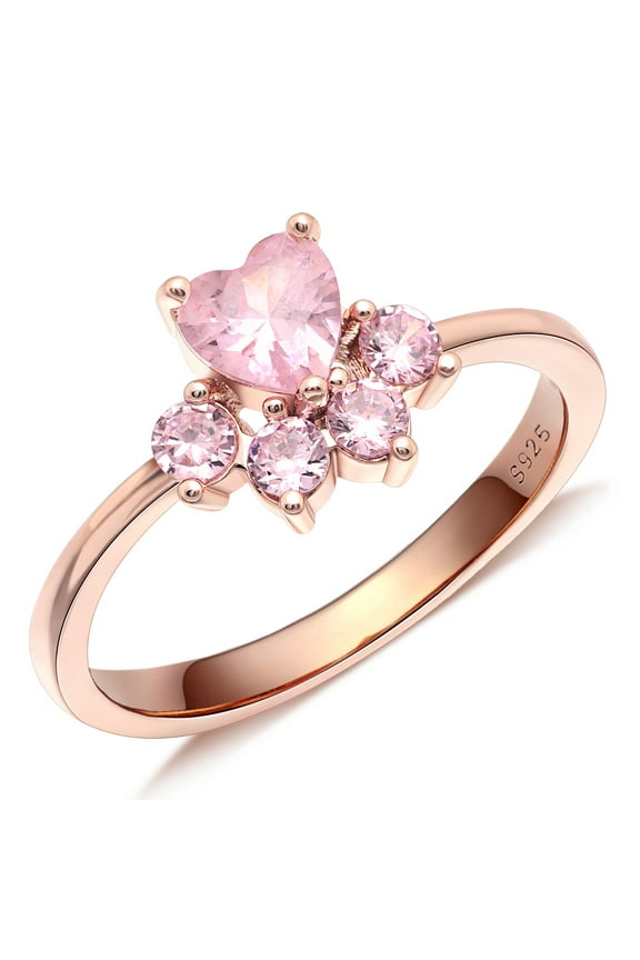 Paw Print Ring Women Heart 925 Sterling Silver Ring Pet Animal Jewelry Loving Ring Size 4
