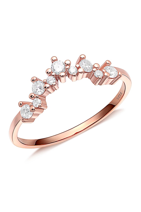 Rose Gold Rings Women 925 Sterling Silver Jewelry V Stacking Ring Size 6