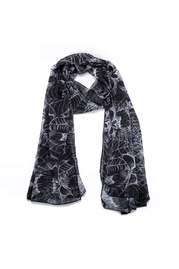 Scarfs for Women Lightweight Fashion Scarves Print Floral Skull Pattern Shawl Black