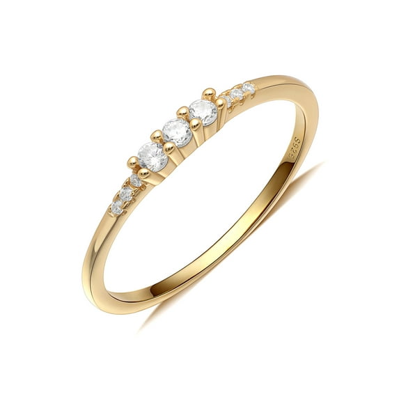 UIONEN Simple 18k Gold plated Rings Wedding 925 Sterling Silver Stackable Rings Women Sizes 4